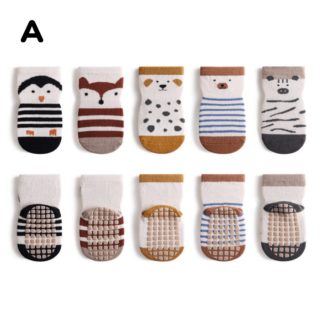 BabyLab™ Animal Socks - Calzine Antiscivolo (5pz) - BabyLab