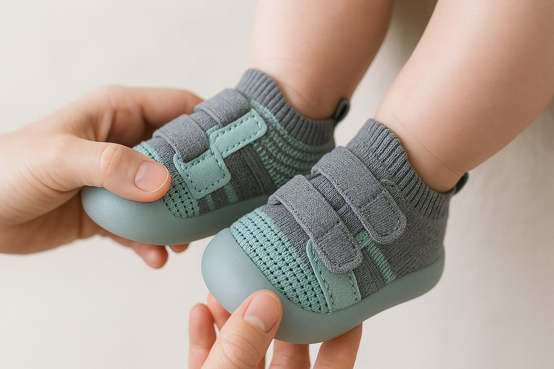 Neonato con scarpine babylab dream walk ai piedi