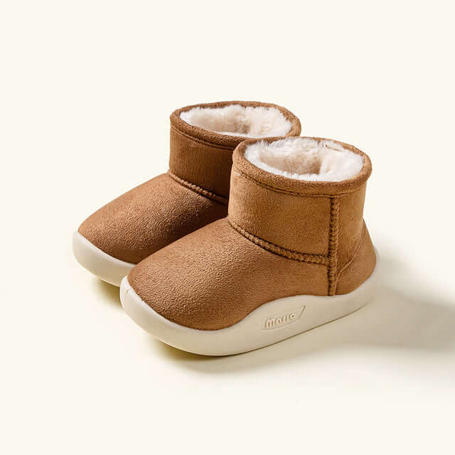 Stivaletti invernali Snow Boots marrone con fodera morbida e suola antiscivolo TPE, vista 3/4.