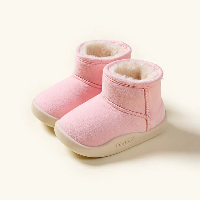 Stivaletti invernali Snow Boots rosa con fodera soffice e suola TPE antiscivolo, vista 3/4.